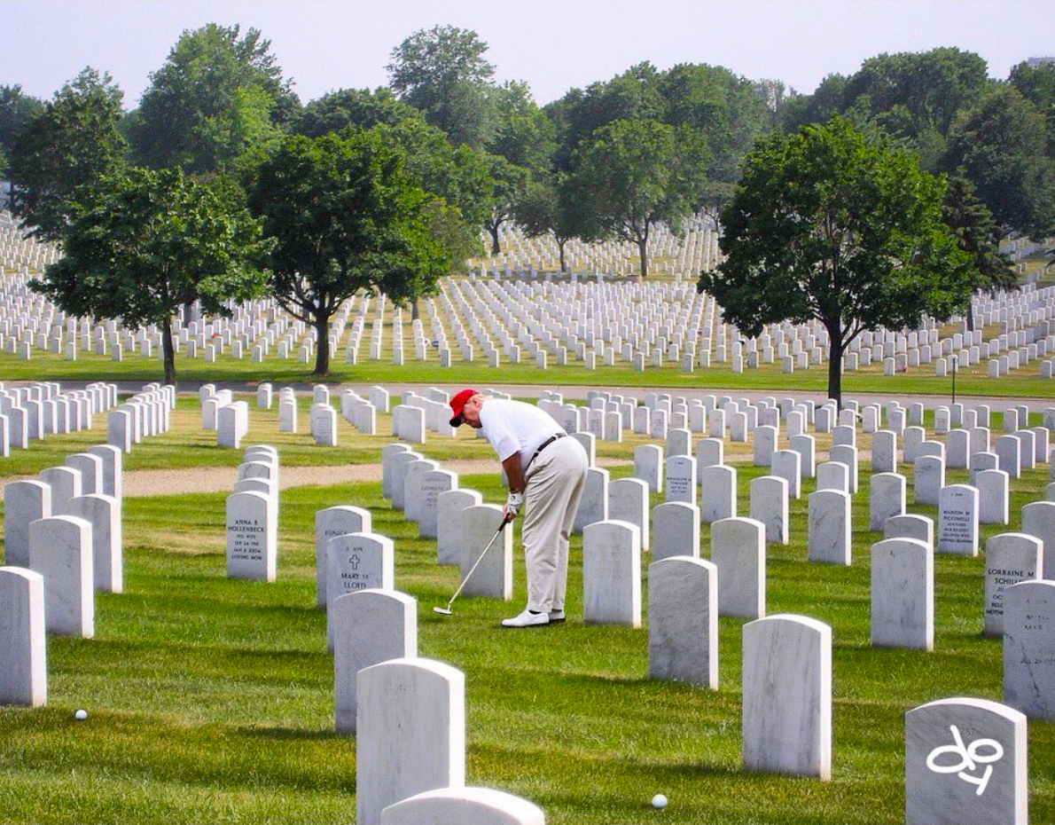 Trump Golfing in Graveyard